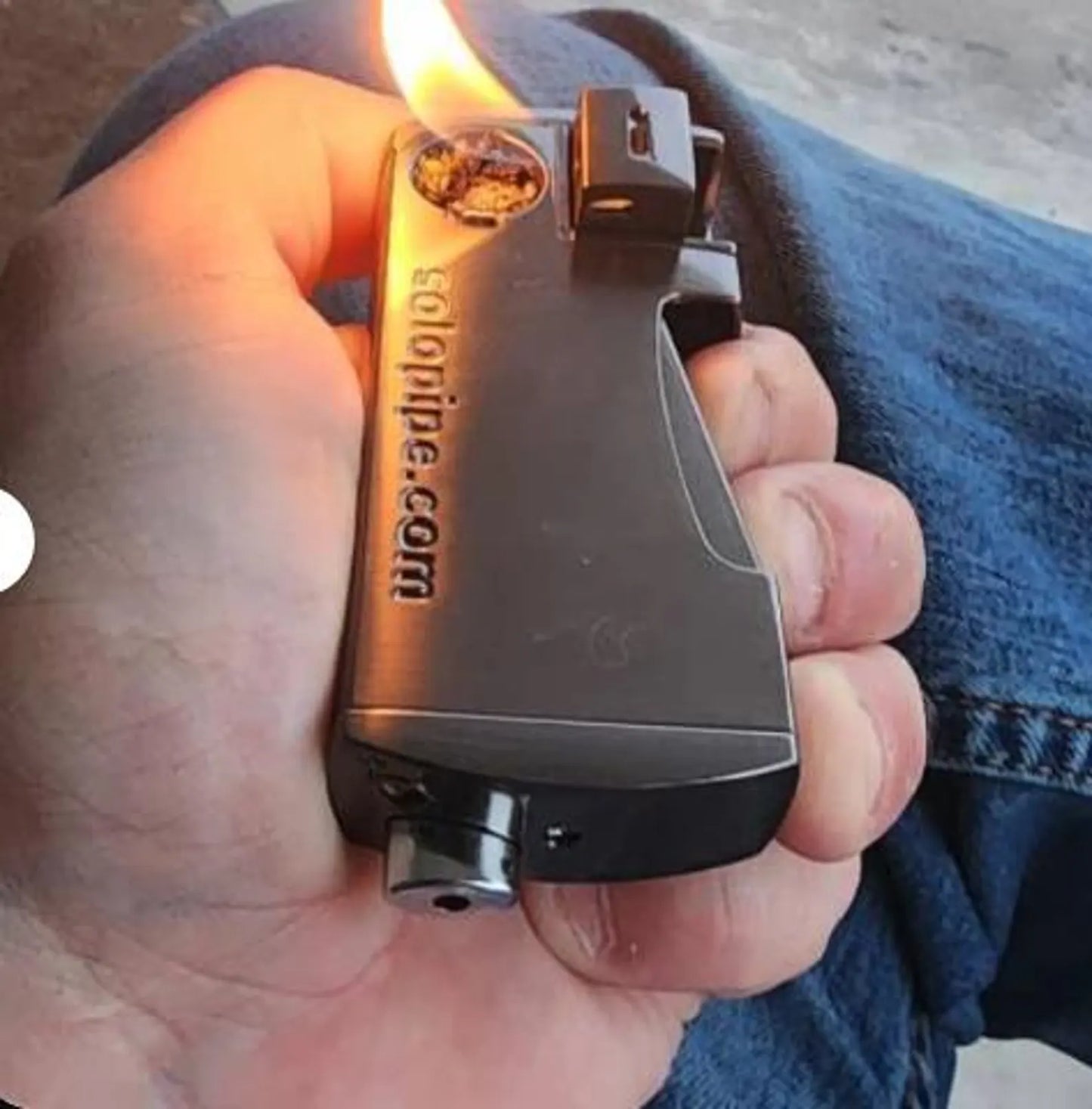 LIP solo  all-in-one lighter pipe combo is a butane refillable lighter with a sliding lid cover