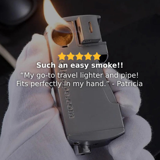 LIP solo  all-in-one lighter pipe combo is a butane refillable lighter with a sliding lid cover